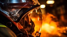 Firefighter Helmet Shows Eerie Reflection Of Fire Haunting