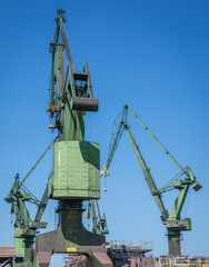 Canvas Print - Cranes in Gdansk Shipyard in Gdansk city, Poland