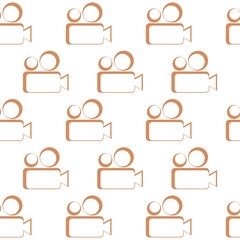 Movie or Video camera icon isolated seamless pattern on white background