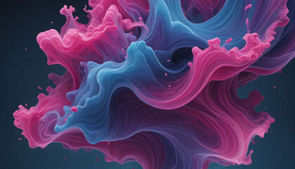 Wall Mural - nebula cloud in indigo and magenta abstract colorful shape, 3d render style, isolated on a transparent background