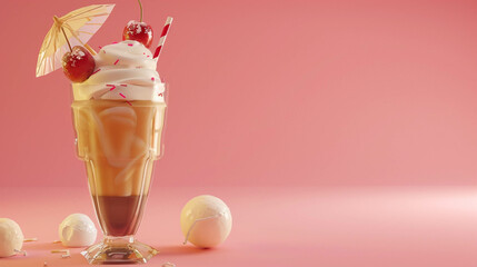 Wall Mural - Ice Cream Soda 3d Advertisement Banner  Generative AI.