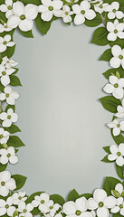 Poster - blossoming dogwood flowers as a frame border, isolated with negative space for layouts