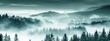 Amazing mystical rising fog mountains sky forest trees landscape view in black forest ( Schwarzwald ) winter, Germany panorama panoramic banner - mystical snow foggy mood