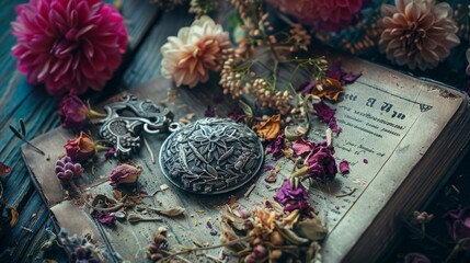 magical amulet of dried flowers.