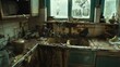 Kitchen in a state of extreme dirt and unhygienic conditions