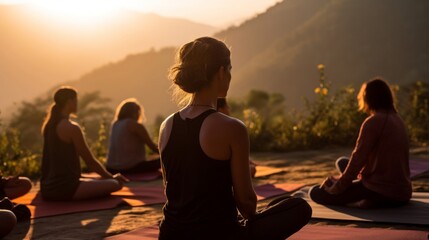 Wall Mural - Outdoor yoga guidance nature harmony serene backdrop