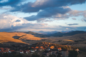 Canvas Print - View of Zlatibor and mountain at sunset, travel to Serbia