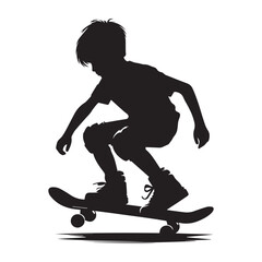 Wall Mural - black vector silhouette of a skateboard