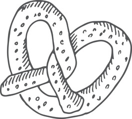 Canvas Print - Pretzel doodle. Hand drawn sweet or salt bakery