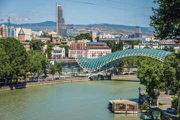 Poster - So called Bridge of Peace over Kura river in Tbilisi, Georgia