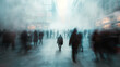 © K2Kstock - Blurred image of people walking in the city. Blurred movement