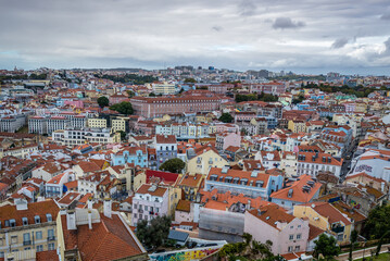 Sticker - Aerial view from viewing point Miradouro da Graca viewing point in Lisbon city, Portugal