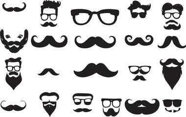 Wall Mural - Vector Collection of Hipster Mustache Icons