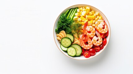 Wall Mural - Healthy vegan diet food. Buddha bowl with fried tofu, avocado, edamame beans, tomatoes, cucumber, red cabbage. White kitchen table background, top view