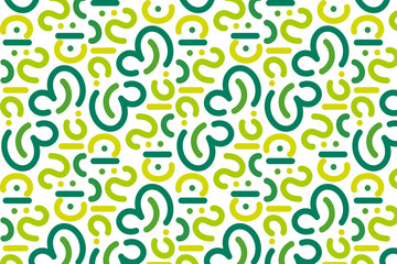 Colorful green hand drawn doodle seamless pattern. Abstract children design, playful art background. Vector illustration