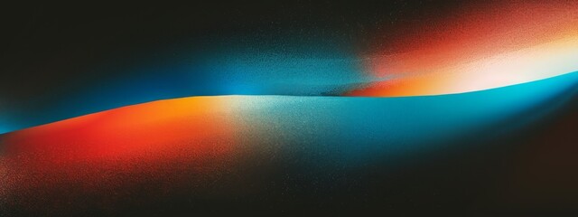 Wall Mural - Vibrant rainbow, orange blue teal white psychedelic grainy gradient color flow wave on black background, music cover dance party poster design. Retro Colors from the 1970s 1980s, 70s, 80s, 90s style