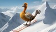 A Dodo Bird Skiing Down A Mountain Upscaled 3 2