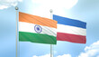 India and Serbia and Montenegro Flag Together A Concept of Relations