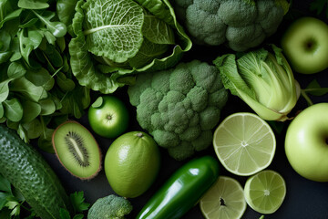 Green Fruits and Vegetables: Fresh and Vibrant Produce Selection