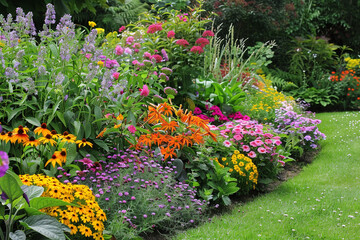 Sticker - a lot of beautiful flowers in garden