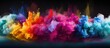 A mesmerizing cloud of colorful gas erupts from a bottle against a dark background, blending shades of purple, pink, magenta, and violet in an artistic display of entertainment