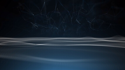 Wall Mural - abstract digital waves with lines illustration background.