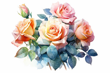 a bouquet of roses against a white background