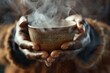 Warm Embrace of Morning Coffee, Steam Rising Closeup