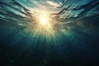 A school of  fishes swimming, lovely sunlights from surface of sea, view from underwater, low angle, realistic...