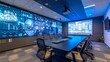 © Waqar - a conference room where AI-driven smart walls dynamically display relevant information and graphics, enhancing the overall communication experience