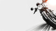 Speeding motorcycle on abstract background