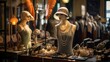 Mannequins display 1920s flapper fashion surrounded by stylish attire