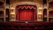 1920s theater plush seats and grand stage with opera performance