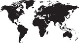 Fototapeta  - Background is white. Black silhouette illustration of a realistic world map icon black on white background
