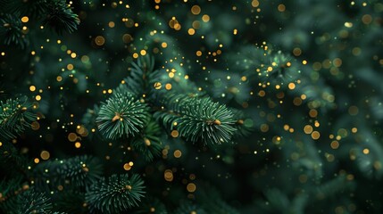 Macro christmas tree background, individual branches recognizable, 16:9