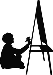 Wall Mural - a boy writing on board, silhouette vector