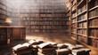 Stack of old book in a library as education concept background,  books in pile with copy space for text,