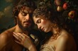 © Alla - The fall of Adam and Eve, genesis narrative, delving into the biblical original sin, paradise tree, apple, exile, temptation