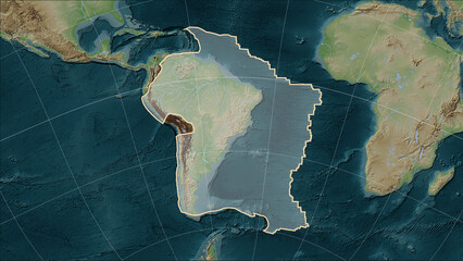 Wall Mural - South American tectonic plate on the map