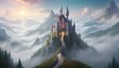Visualize An Enchanted Castle Atop A Misty Mounta Upscaled 2