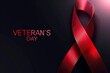 Red Ribbon on Black Background for Veterans Day Event