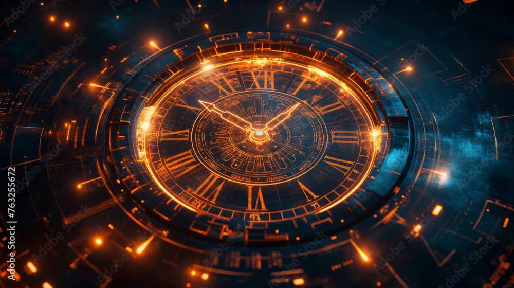 Watch Clock Interface Futuristic Digital Clock Interface Technology merging Hud technology ...
