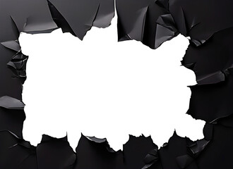 Black paper crumpled and cut ou with a transparent center for your message. Can be used as background. Transparent background.