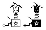 Fototapeta Londyn - Playful and Surprising Jack in the Box Icons. Jester Toy and Prank Box Symbols