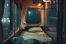 Night Journey In A Sleeper Train Carriage Interior Comfort Banner