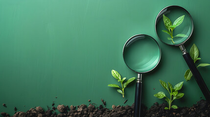 seo growth background with magnifying glass. Generative Ai