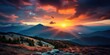 Beautiful sunset in the mountains. Dramatic sky. Beauty world