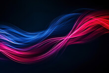 Blue And Red Twisted Wavy Lines On A Black Background. AI Technology Generated Image