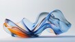 3d render of fluid glass wavy shapes, blue and orange gradient on white background, smooth and elegant curves, floating in the air, minimalistic, this composition creates a sense of modernity 