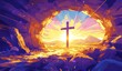 A digital painting of the empty tomb with Jesus' body having been taken